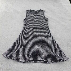 Theory Dress Womens Size 10 Sleeveless Striped Knit Fit & Flare Black White